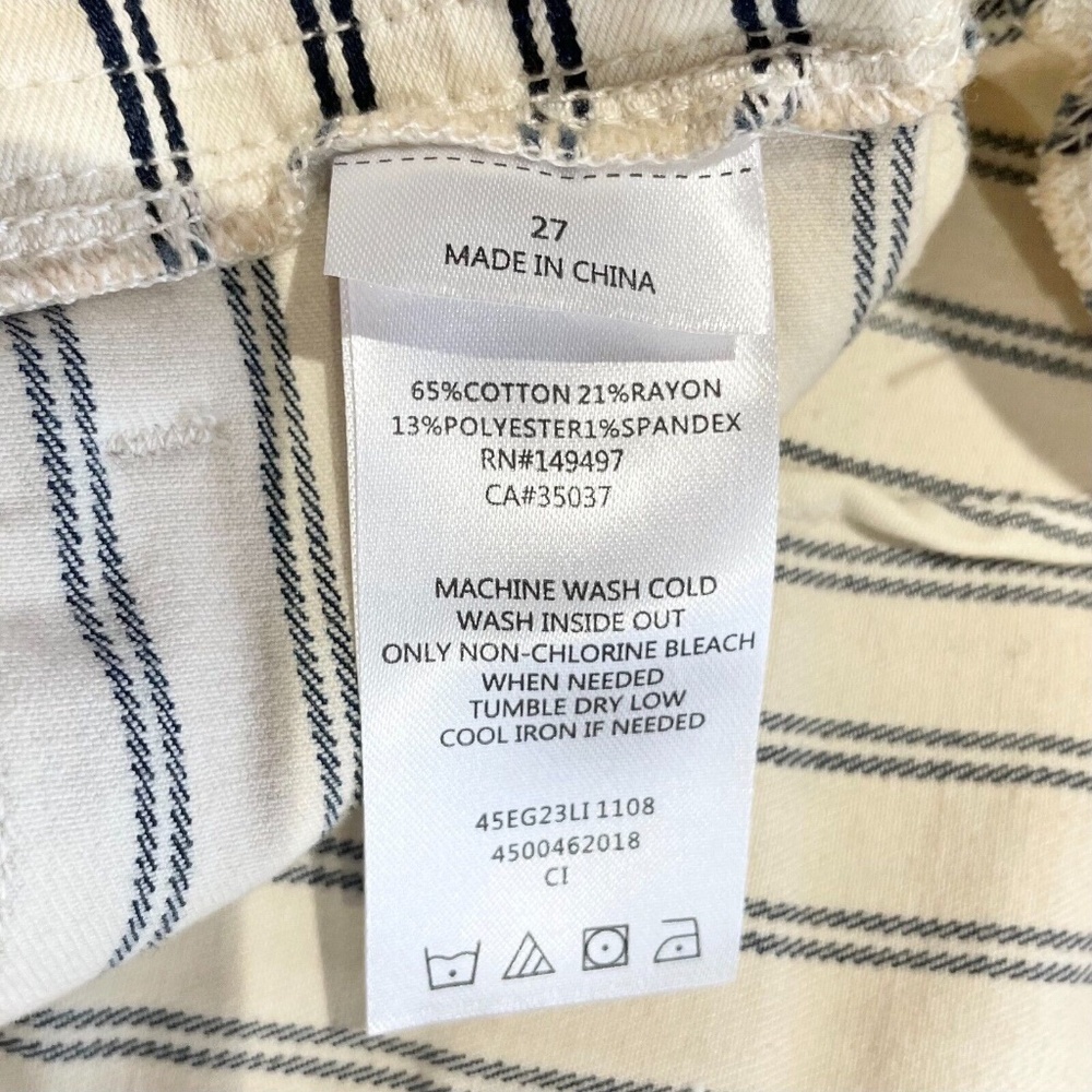 New Sam Edelman Striped Wide Leg Cropped Pants Chelsea Cream Indigo Size 27 / 4 - Picture 16 of 16
